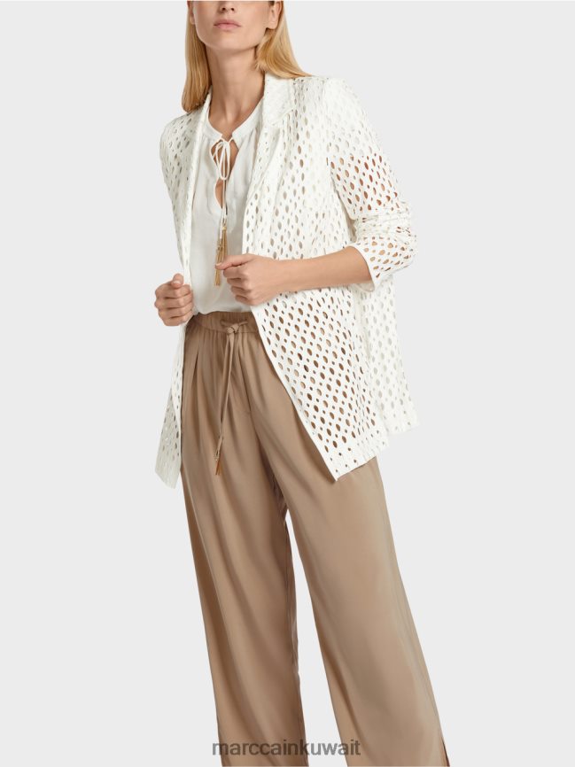 Marc Cain سترة بنمط مثقب LVN0D6189 ملابس أبيض مصفر