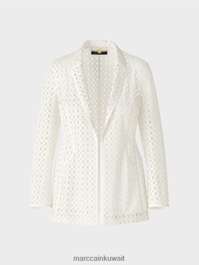 Marc Cain سترة بنمط مثقب LVN0D6189 ملابس أبيض مصفر
