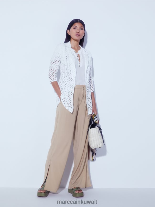 Marc Cain سترة بنمط مثقب LVN0D6189 ملابس أبيض مصفر