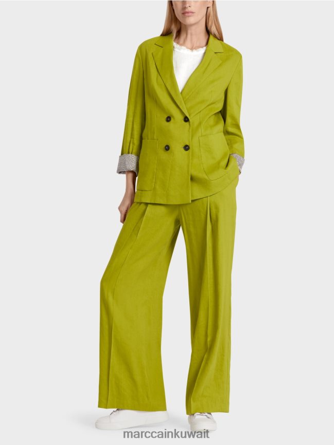 Marc Cain سترة الكتان مزدوجة الصدر LVN0D6190 ملابس زيتوني أخضر عميق