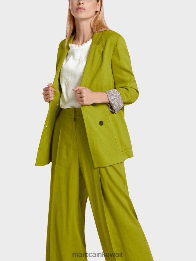 Marc Cain سترة الكتان مزدوجة الصدر LVN0D6190 ملابس زيتوني أخضر عميق