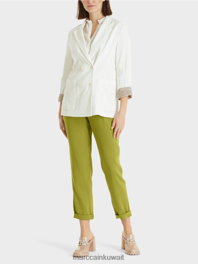 Marc Cain سترة الكتان مزدوجة الصدر LVN0D6192 ملابس أبيض مصفر