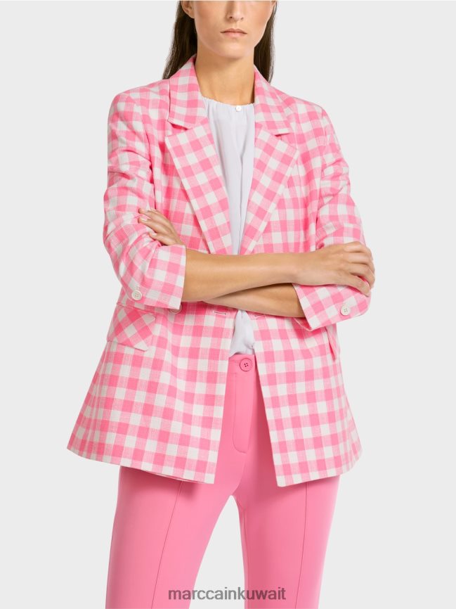 Marc Cain سترة مع مربعات فيشي LVN0D6194 ملابس وردي مشرق