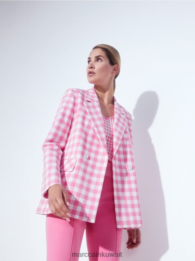 Marc Cain سترة مع مربعات فيشي LVN0D6194 ملابس وردي مشرق