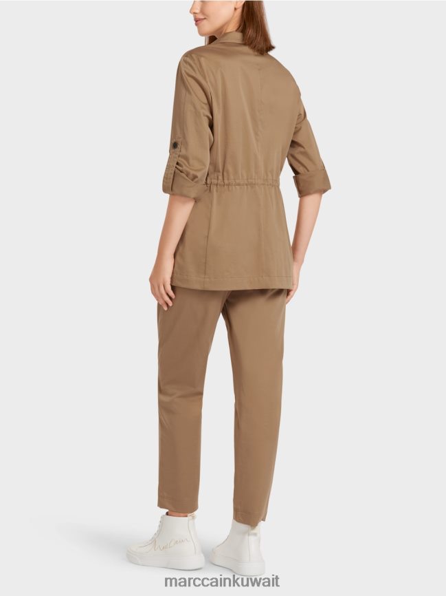 Marc Cain سترة مع علامة تبويب الأكمام LVN0D6198 ملابس قهوة خفيفة