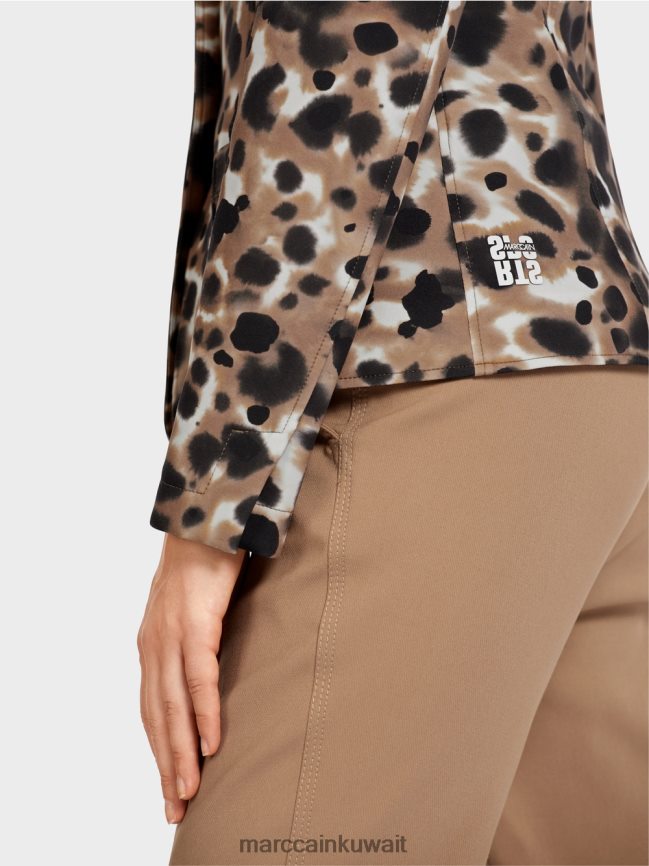 Marc Cain بليزر بتصميم الفهد LVN0D6199 ملابس قهوة خفيفة