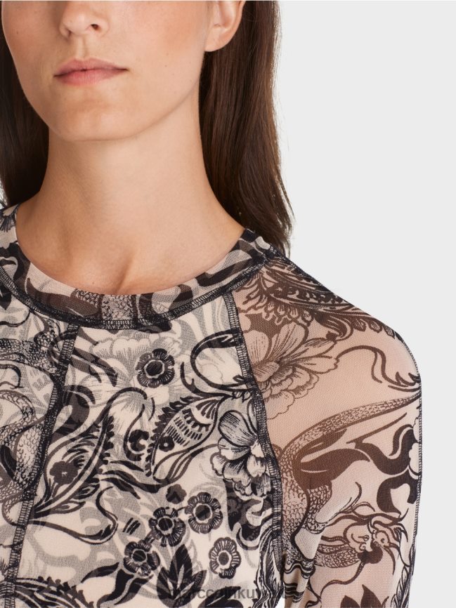 Marc Cain فستان من التول المطاطي يعانق الجسم LVN0D61 ملابس اللوز زهر