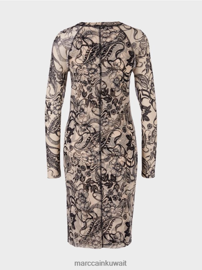 Marc Cain فستان من التول المطاطي يعانق الجسم LVN0D61 ملابس اللوز زهر