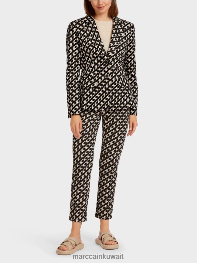 Marc Cain سترة كلاسيكية في منقوشة الراعي LVN0D6205 ملابس أسود