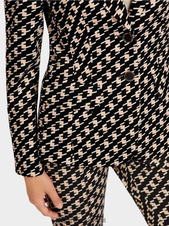 Marc Cain سترة كلاسيكية في منقوشة الراعي LVN0D6205 ملابس أسود