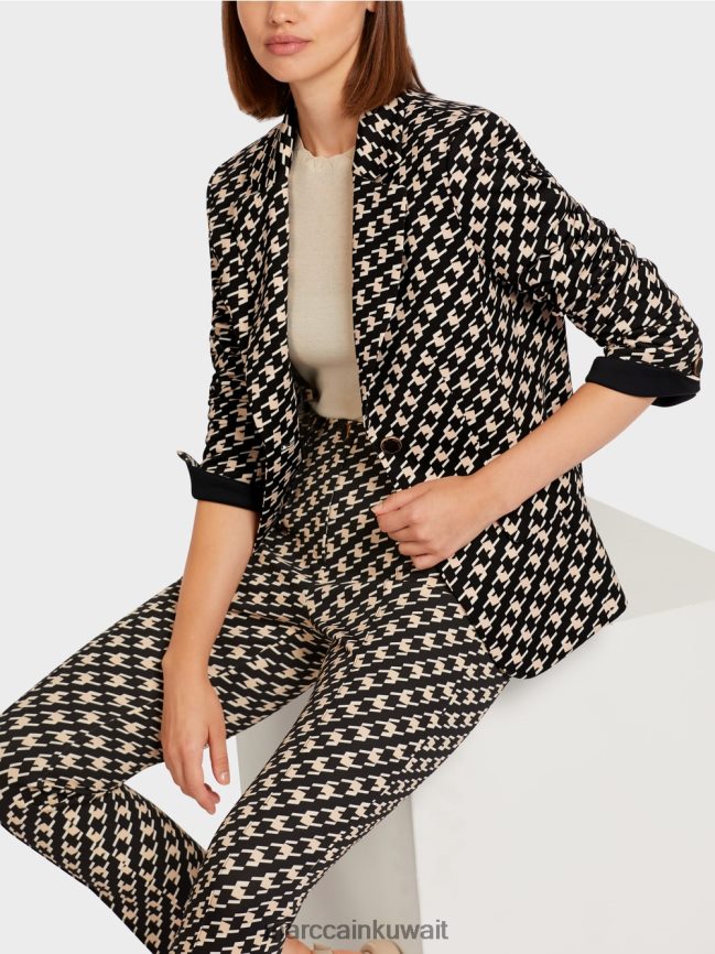 Marc Cain سترة كلاسيكية في منقوشة الراعي LVN0D6205 ملابس أسود