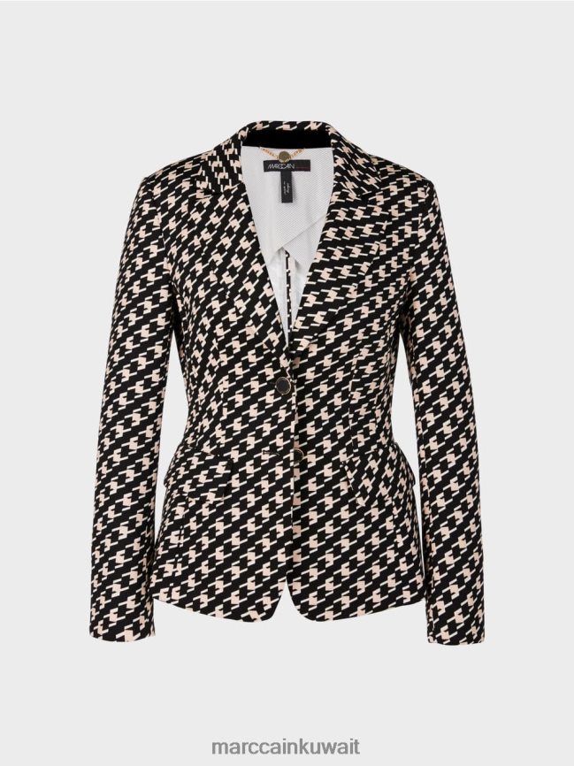 Marc Cain سترة كلاسيكية في منقوشة الراعي LVN0D6205 ملابس أسود