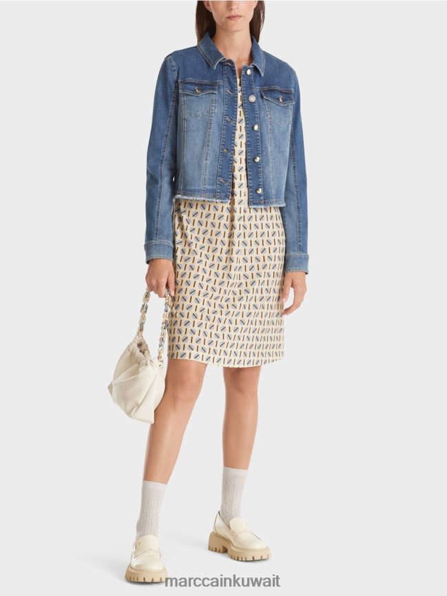 Marc Cain فستان بطبعة نقاط LVN0D622 ملابس كريم غامق