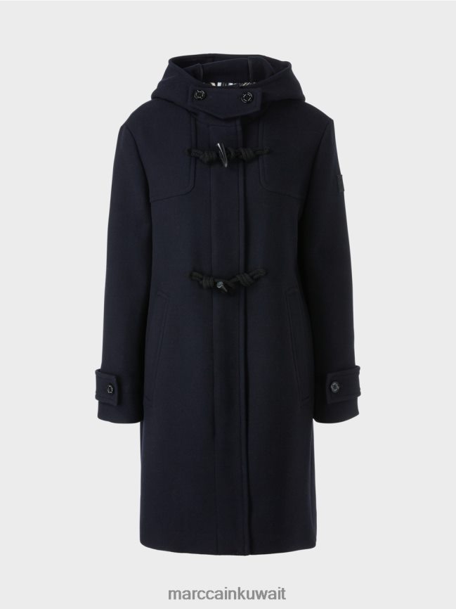 Marc Cain معطف من الصوف مع السحابات تبديل LVN0D6222 ملابس منتصف الليل الأزرق