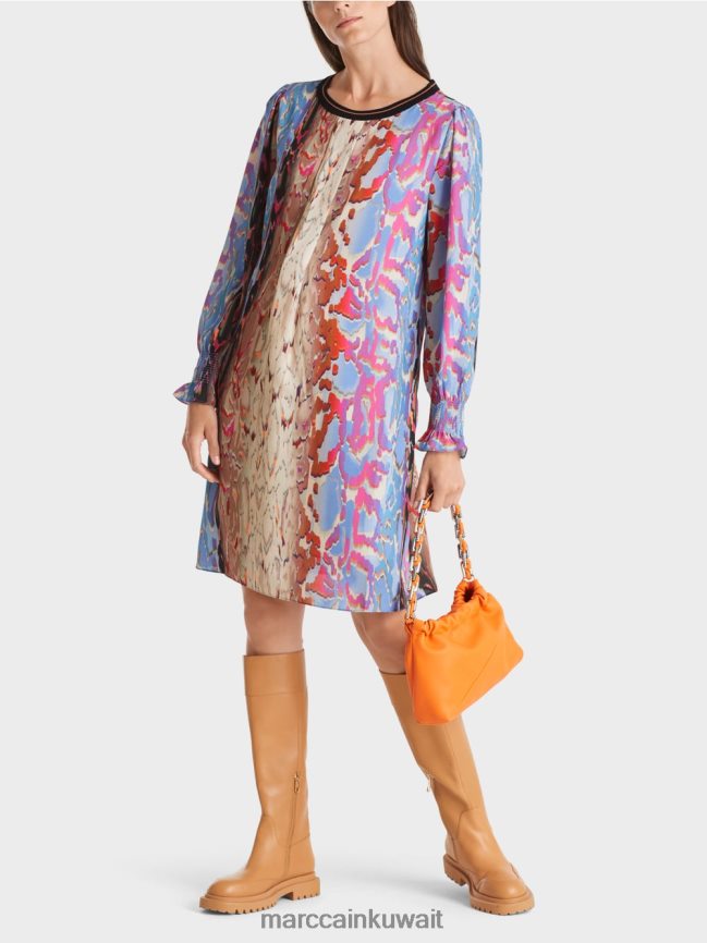 Marc Cain فستان مع مزيج الطباعة LVN0D623 ملابس سماء الصيف المظلمة