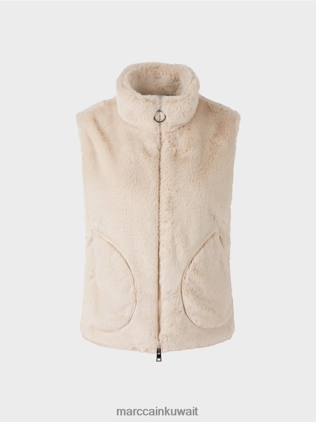 Marc Cain سترة فرو ممتعة منفوشة LVN0D6236 ملابس حليب اللوز