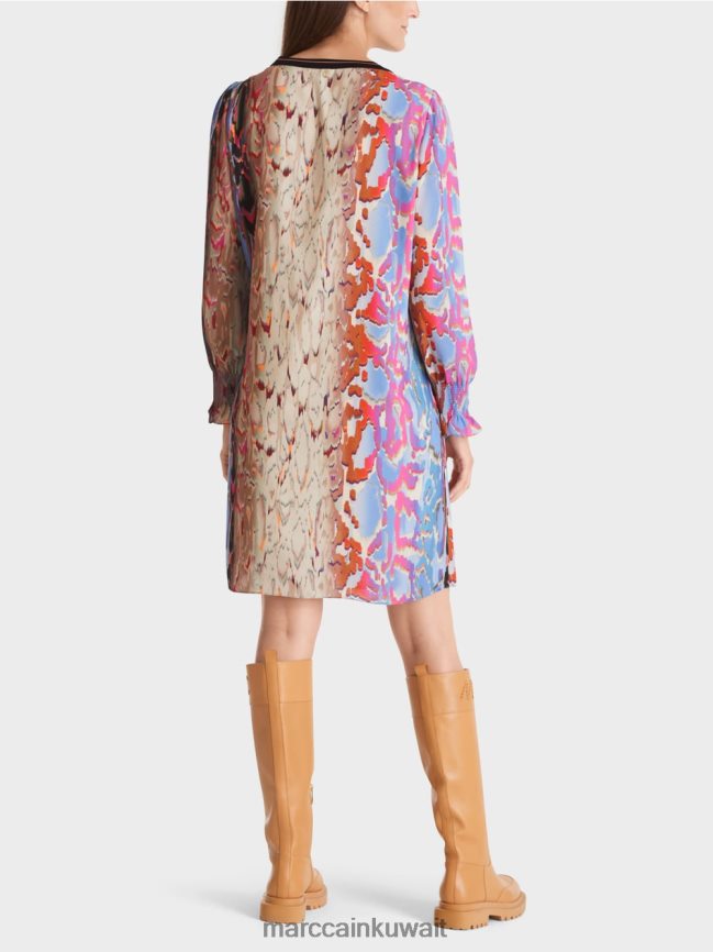 Marc Cain فستان مع مزيج الطباعة LVN0D623 ملابس سماء الصيف المظلمة