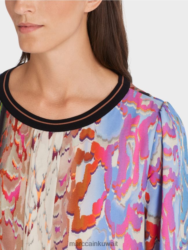 Marc Cain فستان مع مزيج الطباعة LVN0D623 ملابس سماء الصيف المظلمة