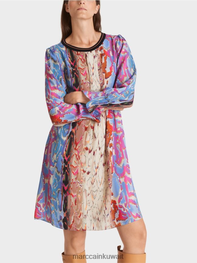 Marc Cain فستان مع مزيج الطباعة LVN0D623 ملابس سماء الصيف المظلمة