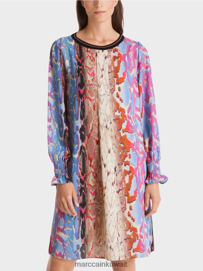 Marc Cain فستان مع مزيج الطباعة LVN0D623 ملابس سماء الصيف المظلمة