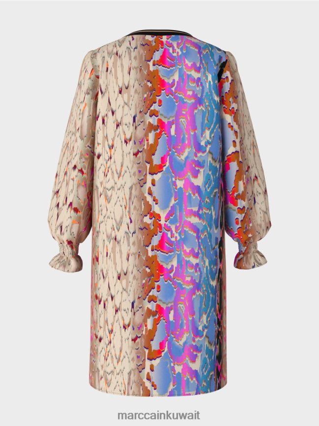 Marc Cain فستان مع مزيج الطباعة LVN0D623 ملابس سماء الصيف المظلمة