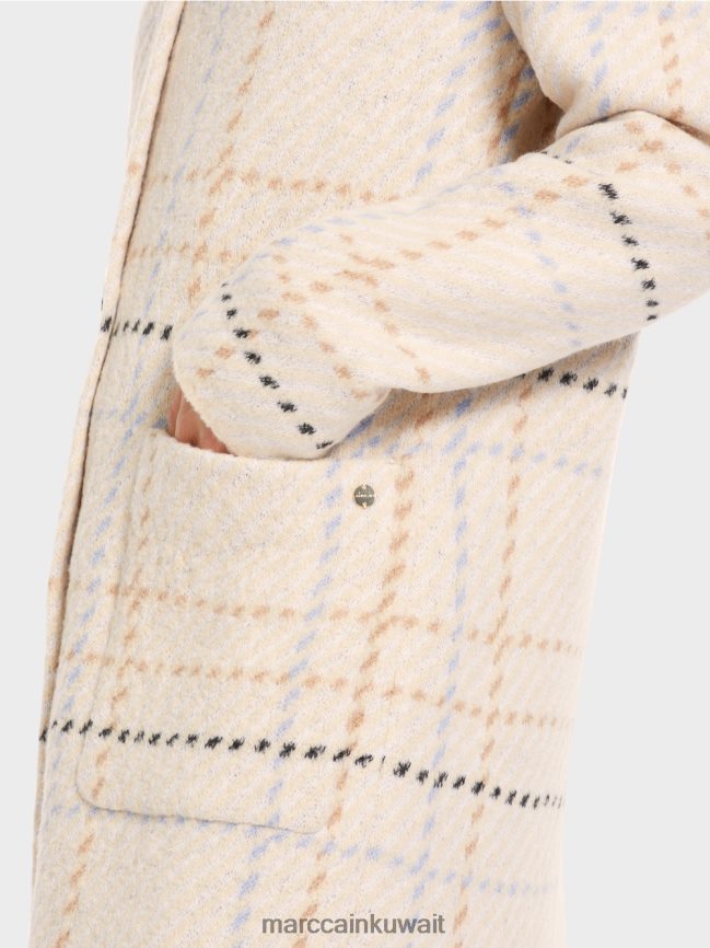 Marc Cain معطف كاروهات محبوك في ألمانيا LVN0D6249 ملابس كريم غامق