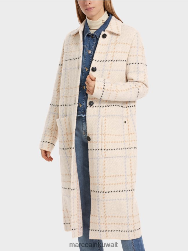 Marc Cain معطف كاروهات محبوك في ألمانيا LVN0D6249 ملابس كريم غامق