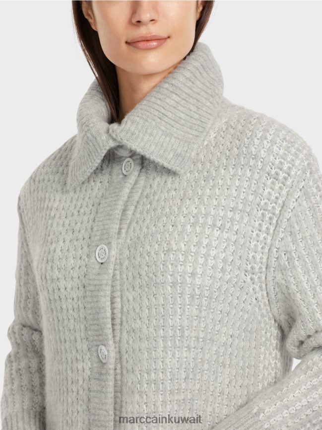 Marc Cain معطف محبوك محبوك في ألمانيا LVN0D6256 ملابس الرمادي الفضي