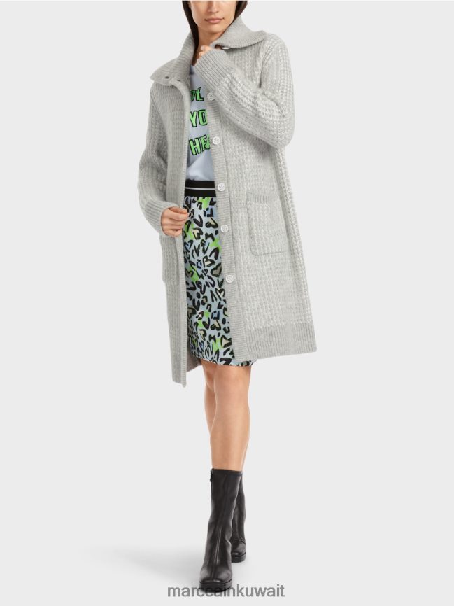 Marc Cain معطف محبوك محبوك في ألمانيا LVN0D6256 ملابس الرمادي الفضي