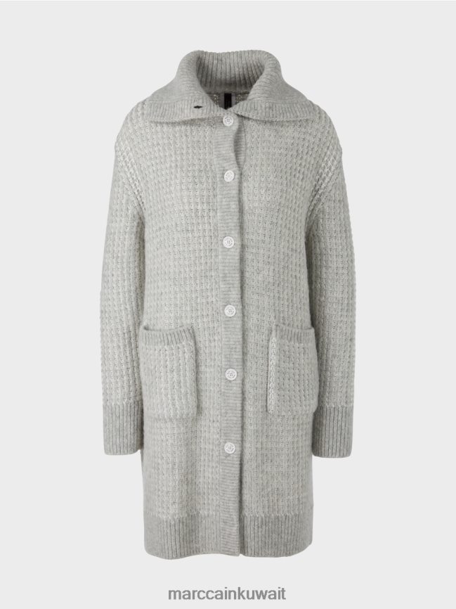 Marc Cain معطف محبوك محبوك في ألمانيا LVN0D6256 ملابس الرمادي الفضي