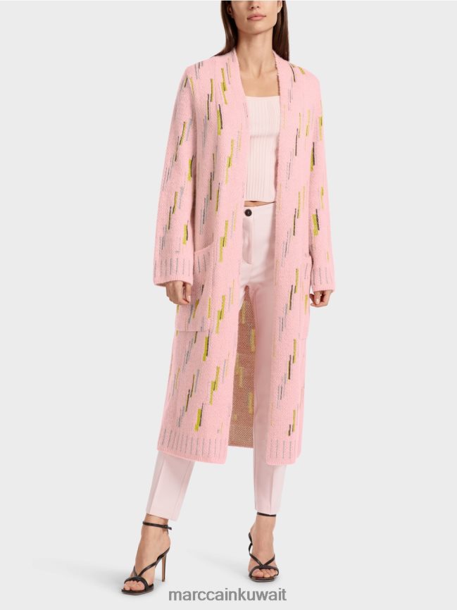 Marc Cain معطف من الصوف محبوك في ألمانيا LVN0D6264 ملابس مسحوق وردي ناعم