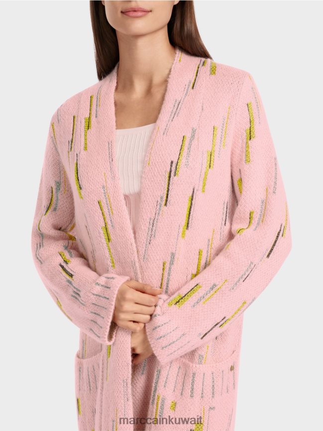 Marc Cain معطف من الصوف محبوك في ألمانيا LVN0D6264 ملابس مسحوق وردي ناعم