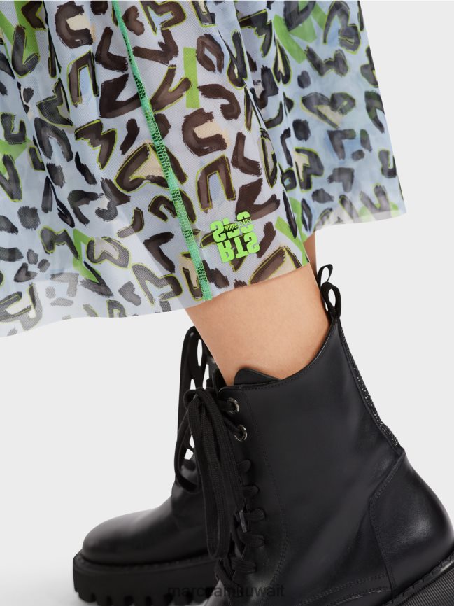 Marc Cain فستان طويل مع تنورة الطبقات LVN0D626 ملابس مسحوق ناعم أزرق