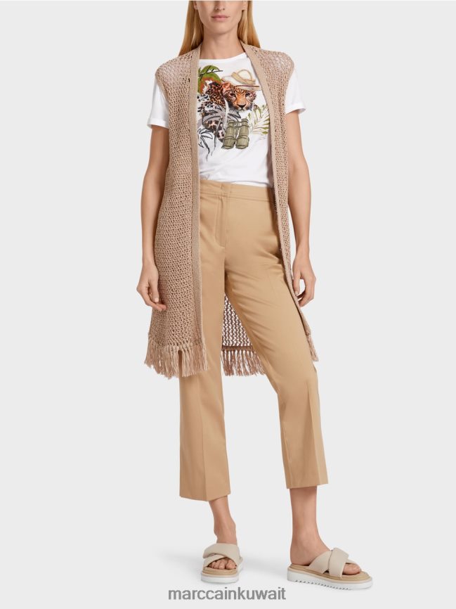 Marc Cain صدرية محبوكة "إعادة التفكير معًا". LVN0D6271 ملابس الرمال العميقة