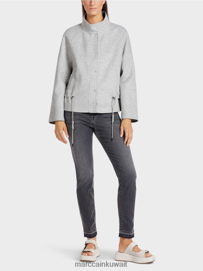 Marc Cain سترة خارجية من الصوف LVN0D6285 ملابس الرمادي الفضي