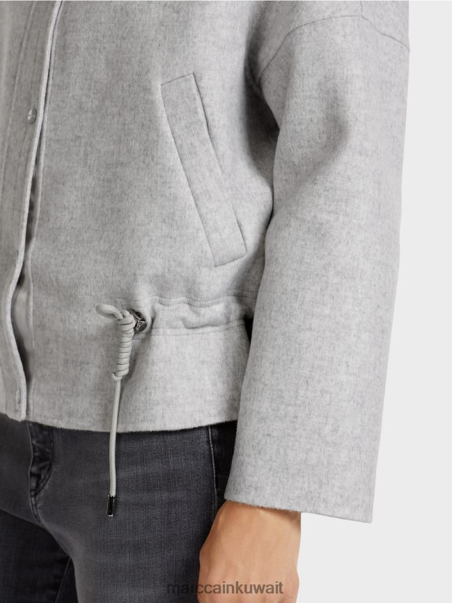 Marc Cain سترة خارجية من الصوف LVN0D6285 ملابس الرمادي الفضي