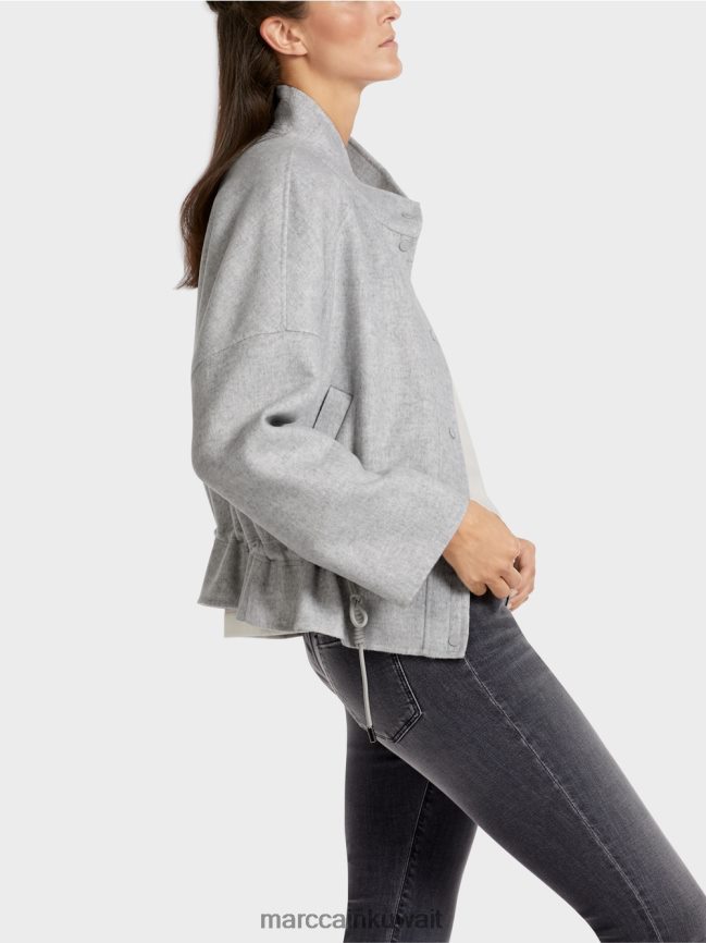 Marc Cain سترة خارجية من الصوف LVN0D6285 ملابس الرمادي الفضي