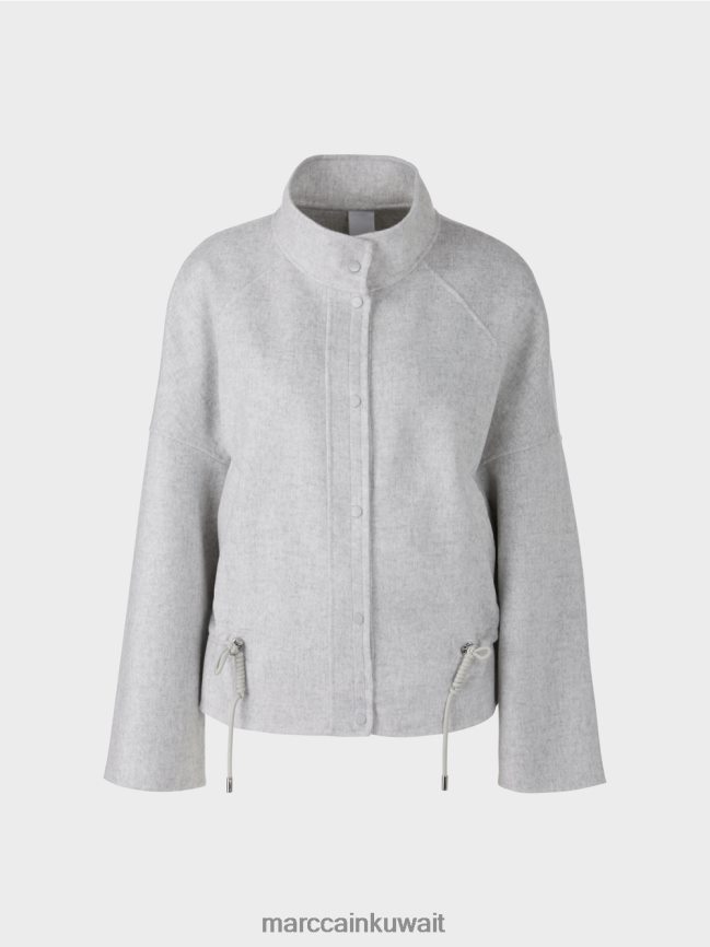 Marc Cain سترة خارجية من الصوف LVN0D6285 ملابس الرمادي الفضي