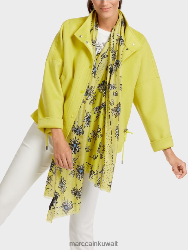 Marc Cain سترة خارجية من الصوف LVN0D6289 ملابس الكبريت الأخضر