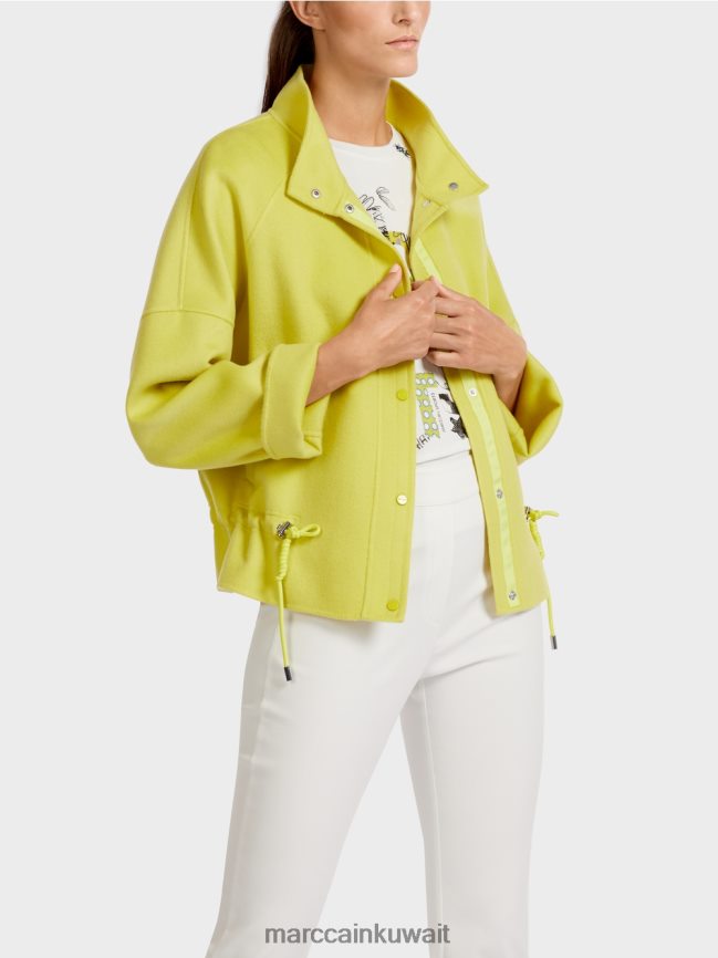 Marc Cain سترة خارجية من الصوف LVN0D6289 ملابس الكبريت الأخضر