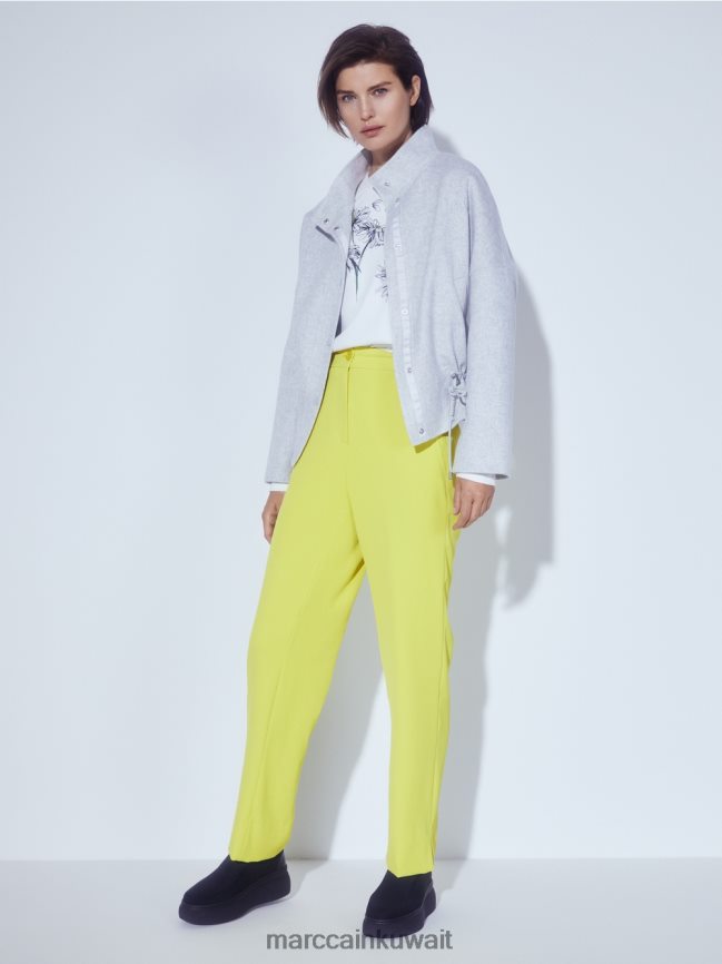 Marc Cain سترة خارجية من الصوف LVN0D6289 ملابس الكبريت الأخضر