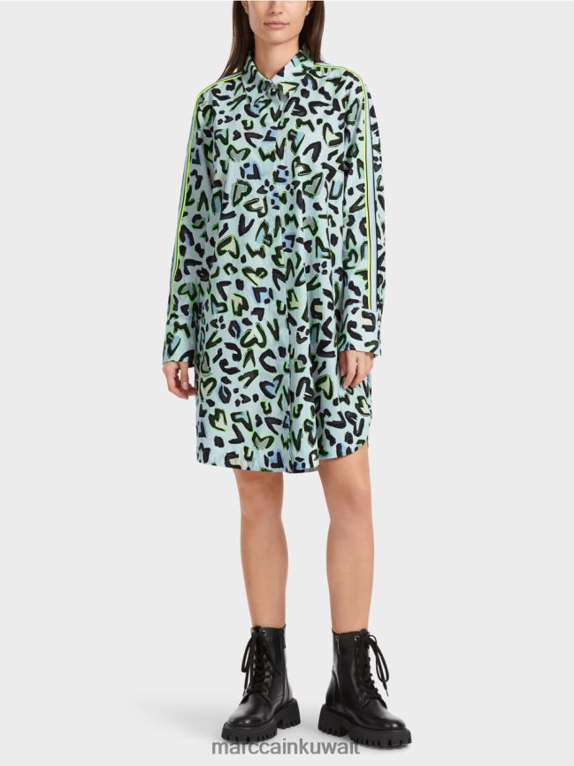 Marc Cain فستان قميص بياقة مستديرة "إعادة التفكير معًا". LVN0D629 ملابس مسحوق ناعم أزرق