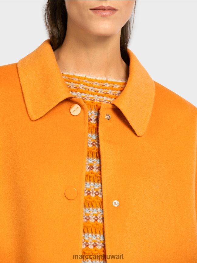 Marc Cain معطف من الصوف ذو وجهين LVN0D6299 ملابس برتقالي واضح