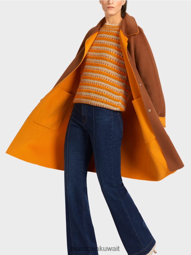 Marc Cain معطف من الصوف ذو وجهين LVN0D6299 ملابس برتقالي واضح