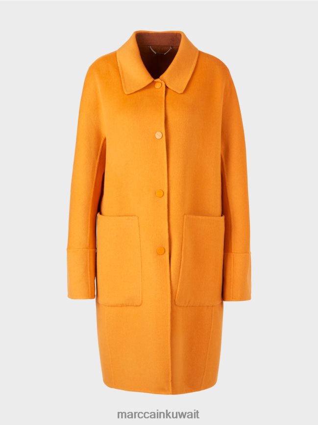 Marc Cain معطف من الصوف ذو وجهين LVN0D6299 ملابس برتقالي واضح
