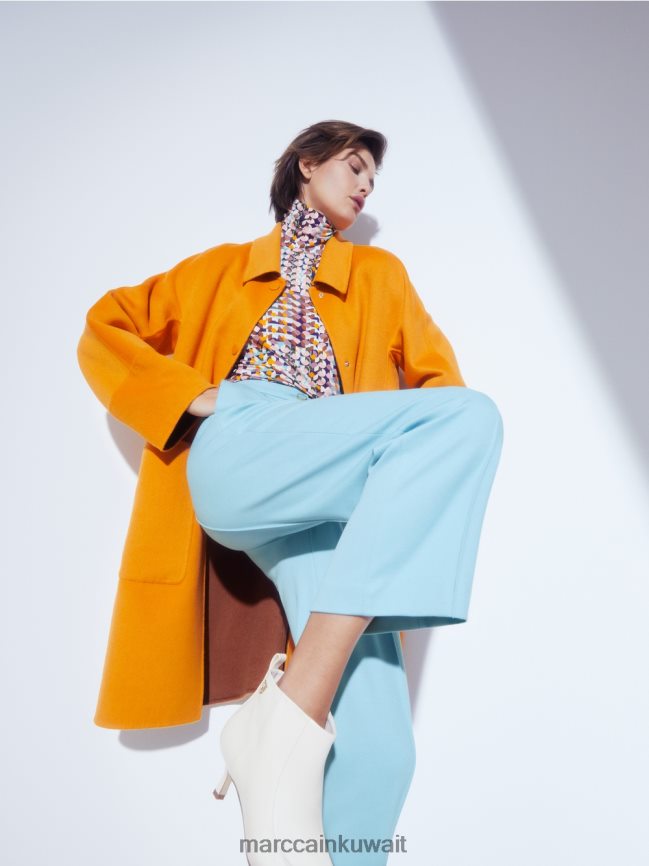 Marc Cain معطف من الصوف ذو وجهين LVN0D6299 ملابس برتقالي واضح