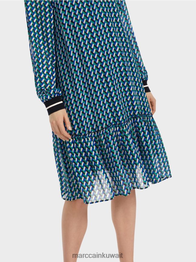 Marc Cain فستان بتصميم هندسي بالكامل LVN0D62 ملابس المينا