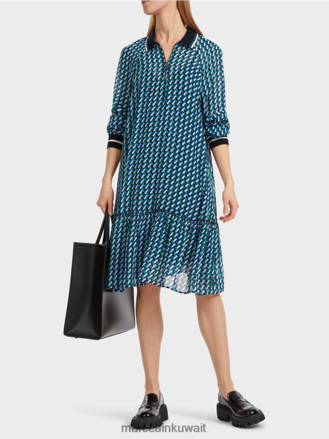 Marc Cain فستان بتصميم هندسي بالكامل LVN0D62 ملابس المينا