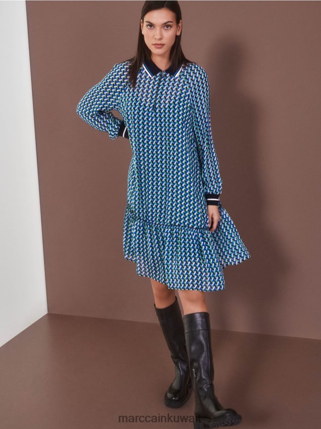 Marc Cain فستان بتصميم هندسي بالكامل LVN0D62 ملابس المينا