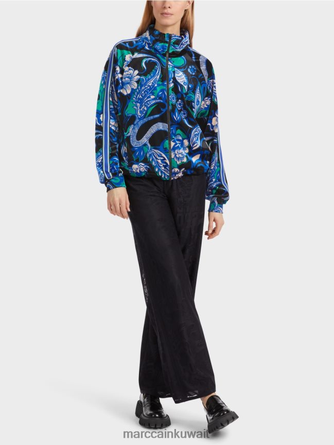 Marc Cain سترة من المخمل الدانتيل فائق النعومة LVN0D6305 ملابس منتصف الليل الأزرق